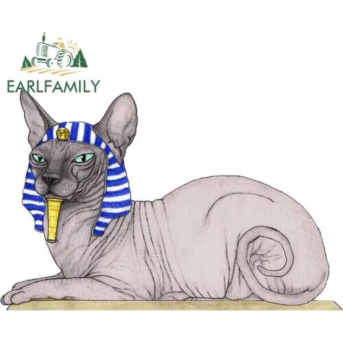 EARLFAMILY 13cm x 8.6cm for Egyptian Cat Personality Car Stickers Creative Scratch-proof Window Trunk Decoration Vehicle Decal