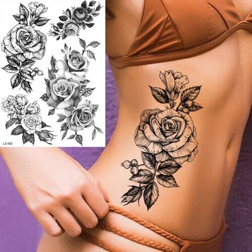 Sexy Waist Big Flower Chains Waterproof Fake Tattoos Stickers Women Girls Makeup Tip Tattoo Temporary Wrist Custom Body Arm Tato