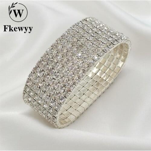 Fkewyy Luxury Bracelets For Women Designer Jewelry Rhinestone Fashion Accessories Charm Bangle Boho Jewellery Glitter Bracelet