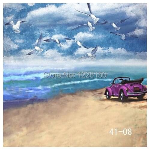 Preofessional 10*20ft/3*6m Hand Painted muslin backdrops 41-08,sea & beach wedding photo Background , studio props photography