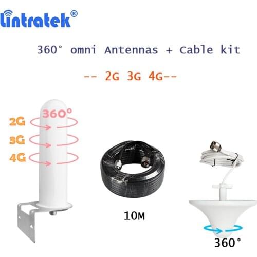 360° Omni Antennas Kit 10dBi Gain LTE 800 850 900 1800 2100MHz for 2G 3G 4G Signal Booster Cellular Cellphone Amplifier Repeater