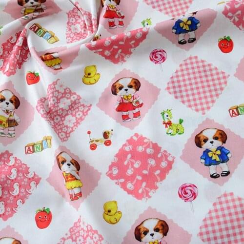 Cartoon Lovely Cats Print Patchwork Tissu Sewing Quilting 100% Cotton Fabric Needlework Material DIY Handmade