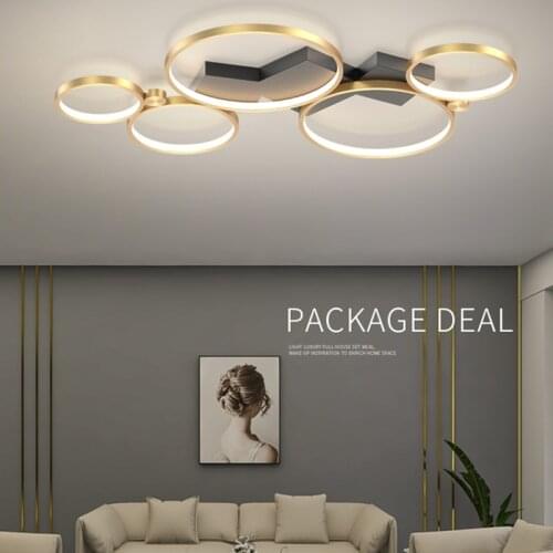 Modern LED Chandeliers Lights Indoor Lighting With Remote Control For Bedroom Living Room Gold Black Square Lamp Dimmable