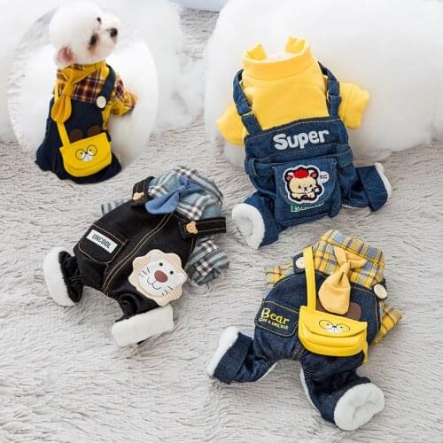 Cute Dog Winter Clothes Warm Denim Jumpsuit Romper for Small Medium Puppy Cat Dog Clothes Pet Coat Costume Chihuahua Dog Apparel