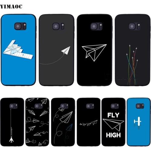YIMAOC Minimal Flying Paper Plane Soft Silicone Case for Samsung Galaxy S6 S7 Edge S8 S9 Plus A3 A5 A6 Note 8 9