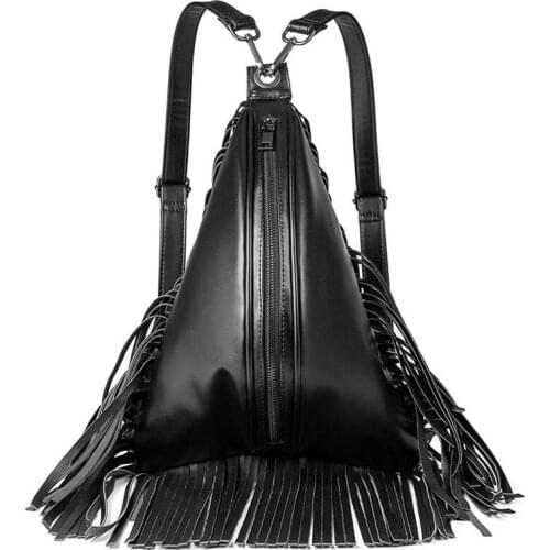 New Women Steampunk Backpack Fashion Tassel Bag Female Punk Bagpack PU Leather Vintage Purse Ladies High Quality Travel Backpack