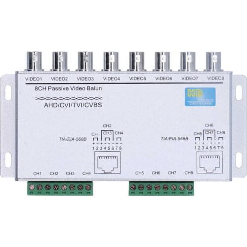 8 Channel Passive Video Balun Twisted-Pair Transmitter 720P 1080P High Definition AHD/CVI/TVI/CVBS