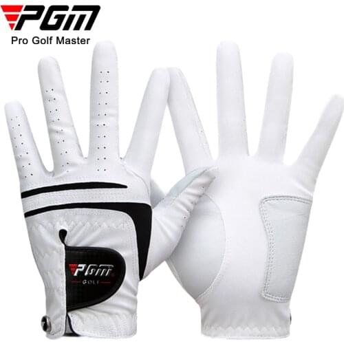 1Piece PGM Genuine Leather Golf Gloves White PU+Sheepskin Men Skid-proof Breathable Wear-resistant Golf Gloves With Marker