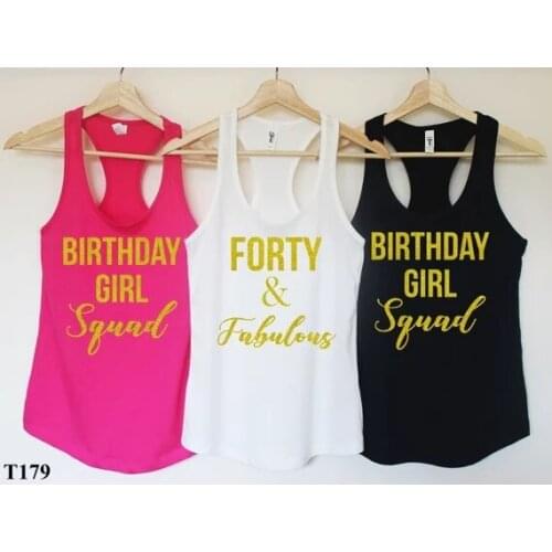 Personalize Forty and Fabulous 40th 30th 50th birthday party Tank tops tees Forty squad Bachelorette t Shirts Party favors gifts