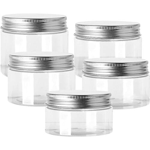 Plastic Jars Empty Makeup Container Clear Bottle For Kitchen Storage Dry Food 200/300/400/500ml PET Container Jars Pot With Lid