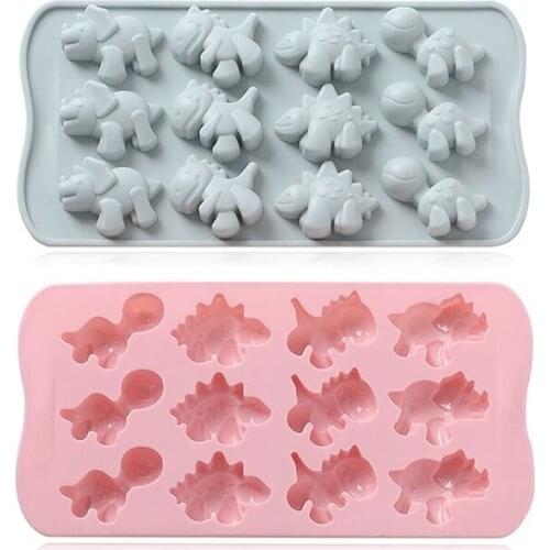 12 Hole Mini Cartoon Dinosaur Silicone Mold for DIY Candy Chocolate Ice Cube Mold Childrens Cake Decoration Accessories