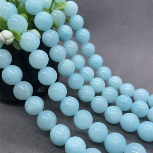 Blue Yellow Jade Beads 4-12mm Round Natural Loose Chalcedony Stone Bead DIY