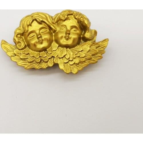 Vintage Victorian Angels Brooch Resin Baroque Badge Pin Gothic Jewelry