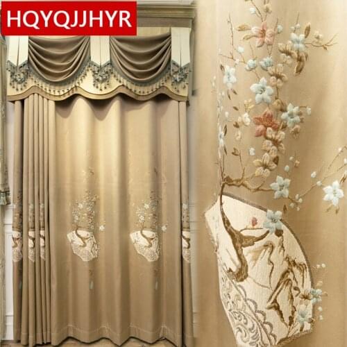 European Style Luxury High Quality Blackout 3D Jacquard Flat Window Curtain For Living Room Bedroom Kitchen Hotel Apartment
