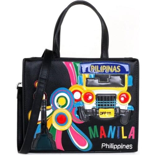 Women Bags Leather Embroidery Purse Handbag Shoulder Bags Cross Body Messenger Bag Tote Braccialini Style Cartoon Car Box Bag