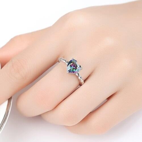 Charming Heart Shape Colorful Cubic Zirconia Rings For Women Lovers Engagement Wedding Ring Jewelry AAA CZ Female