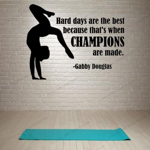 Hard Days Are The Best Gabby Douglas Quote Wall Decal Healthly Gym Wall Decor Gym Vinyl Sticker For Playroom Decor Bedroom WQ113
