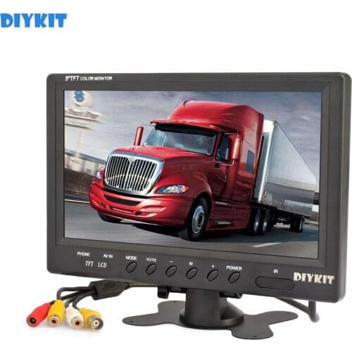 DIYKIT 9" TFT LCD Car HD Monitor Display Car Reverse Rear View Monitor Screen with BNC / AV Input Remote Control DVD VCR
