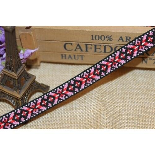 10yards/lot wide 1.4cm Woven Jacquard Ribbon flowers design clothing accessory LS-0018