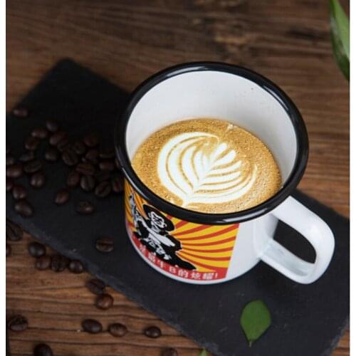 2 piece Enamel Camping Mug 500ml Traditional Metal Enamel Coffee Tea Camp Cups Mugs for Camping Hiking Backpacking Fish Picnics