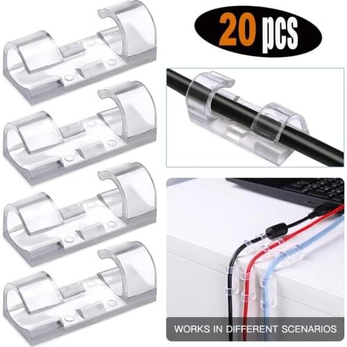 20/5PCS Cable Organizer Clips Cable Management Desktop Workstation ABS Wire Manager Cord Holder Charging Data Line Bobbin Winder