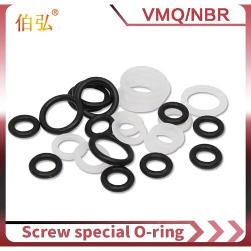 20pcs M3 M4 M5 M6 M7 M8 M9 M10 White Silicon Black NBR O-ring Seals Screw Washer Rubber Washer Gasket Ring Assortment Gaskets