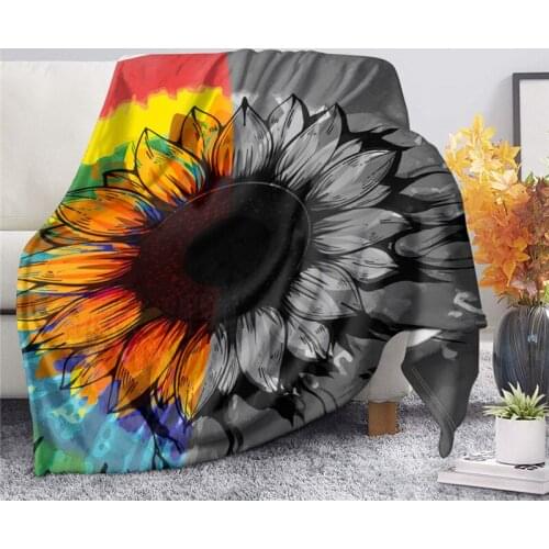 2021 Brand Designer Rainbow Sunflowers Print Home Sofa Blankets Air Conditioning Thin Quilt for Kids Adult Bedspreads Manta