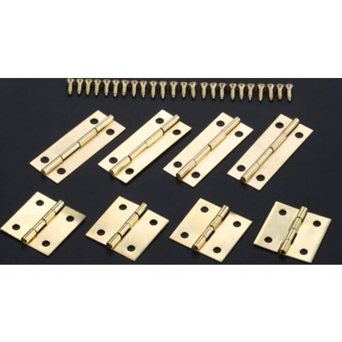 4Pcs Yellow Metal Cabinet Door Luggage Hinge,4 Holes Decor Furniture Decoration Antique Vintage Old Style 42*17mm 25*25mm