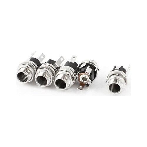 5Pcs 5.5mm x 2.1mm DC Power Jack Socket Metal Panel Mount Connector