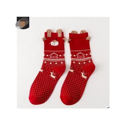 96pairs/lot fedex fast european style cartoon style woman casual winter cotton socks lady christams crew deer socks
