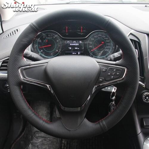Shining wheat Black Artificial Leather Car Steering Wheel Cover for Chevrolet Cruze 2015 Volt 2016 2017 New Cruze