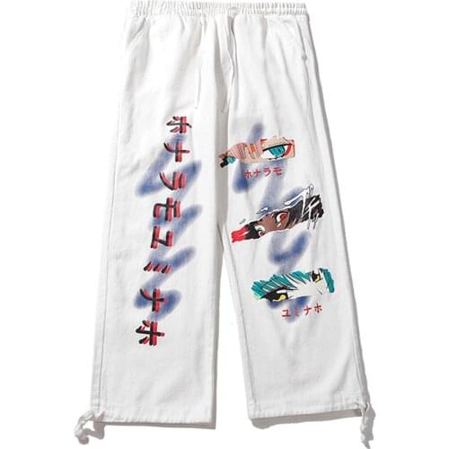 April MOMO Cartoon Cargo Pants Streetwear Harajuku Fashion Anime Mens Joggers Pants Japan Style Harem Pants Men