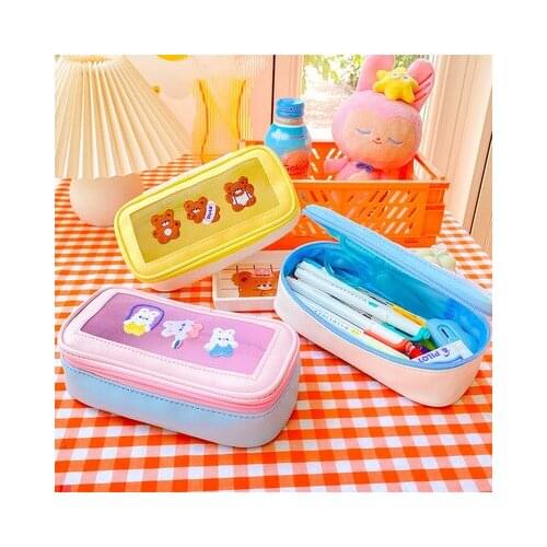 Little rabbit net yarn pencil case female cute rabbit cartoon student Japanese ins style bear pencil case