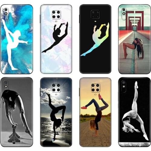 Black tpu Case For Xiaomi Redmi 7A 8 8A 9 9A 9C Case Redmi Note 8T 8 Pro T Note 9 9S 9 Pro Case gymnastics silhouette