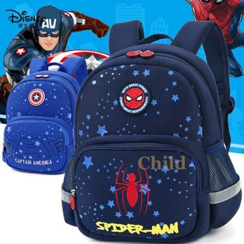 Disney Backpack Spiderman Childrens Schoolbag Kindergarten Marvel Cartoon Backpack Boy Baby Lightweight Backpack