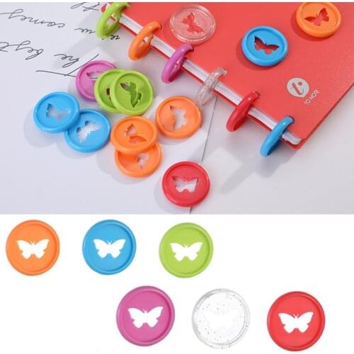 24PCS Colorful Butterfly Pattern Button Disc Loose-leaf Mushroom Hole Binding 26MM Plastic Buckle For Office Binder Binding Disc