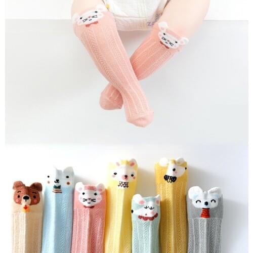 Kids Toddlers Girls Boys Knee High Cartoon Animal Socks Mesh Tights Leg Warmer Solid Cotton Stretch Cute Lovely 0-3Y