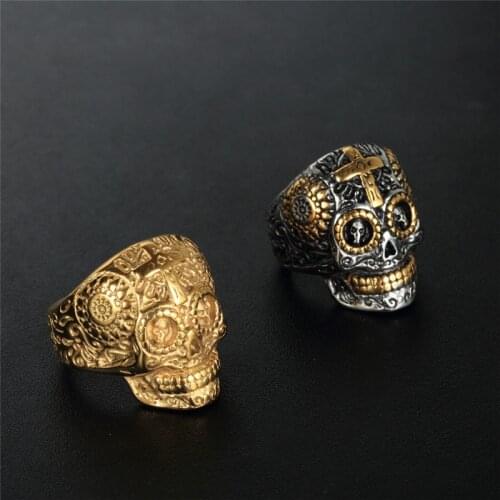 European and American retro stainless steel skull ring titanium steel mens ring jewelry