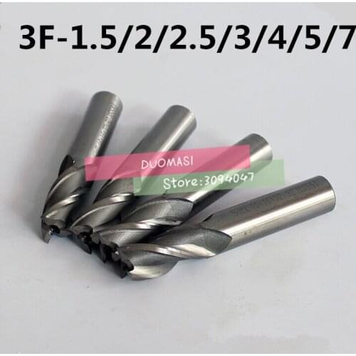 7pcs/set 1.5-7MM HSS End Mill 3 Blades CNC Tools Diameter 1.5/2/2.5/3/4/5/7mm Flute Milling Cutter Router Bit CNC mill Drill Bit