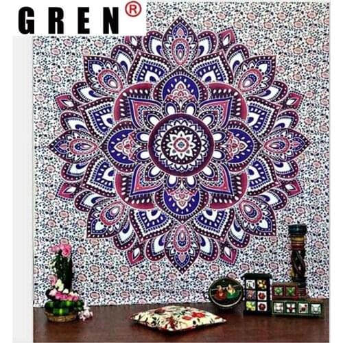 GREN Mandala Tapestry Hippie Boho Style Wall Art Hanging Indian Wall Covering Yoga Mat Beach Towel Tablecloth Living Home Decor