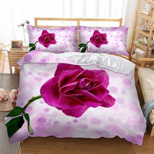 3D Red Rose Bedding Set Flower Duvet Cover Pillowcase Twin Queen King Size Bedclothes 3pcs home textiles
