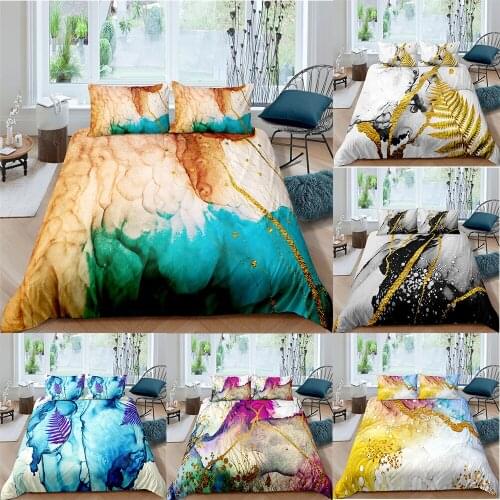 Art Marble Texture Modern Bedding Set Queen King Soft Bedclothes Twin Abstract Print Duvet Cover Pillowcases 2/3pcs Home Textile