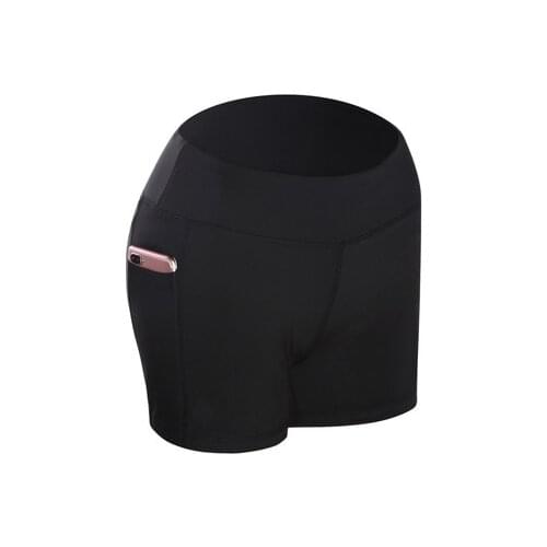 Summer Pure Color High Elastic Shorts Breathable Skinny Women High Waist Fitness Shorts Pocket Raise Hip Grey Gym Workout Shorts