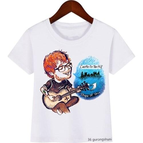 Funny Guitar Singer Anime Pattern Cute Kids Clothes Cartoon Print Children Clothing Boys T-shirt Summer Tops Girld Hot Sale