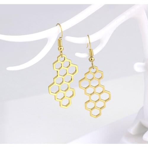 Fashion Cute Girls Honeycomb Drop Earring For Women Punk Gold Color Tiny Beehive Dangle Earing Female Brincos Jewelry Party Gift