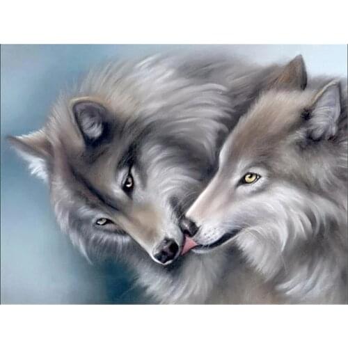Animals Winter Wolf DIY Cross Stitch Embroidery 11CT Kits Craft Needlework Set Printed Canvas Cotton Thread Home Design