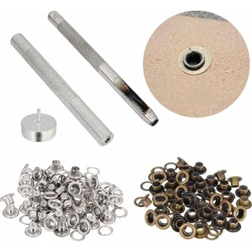 1set 4MM Grommet Installation Setting Tool Kit Set + Leather Hole Punch + 80 Eyelets