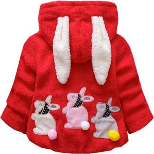 Autumn Winter Baby Jacket Cute Princess Girls Coat 3D Rabbit Ear Hooded Outerwear For Infants Children Clothing Christmas Jacket