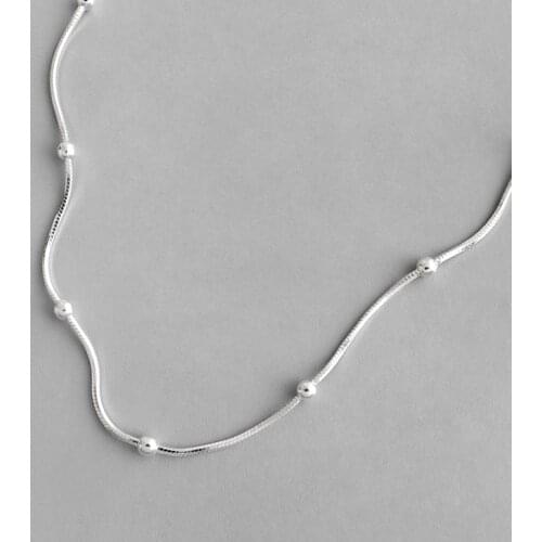 Aesthetic 925 sterling silver neck choker necklace womans accessories , minimalism snake chain bead necklaces for women jewelry