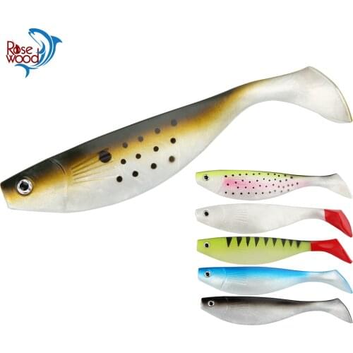 RoseWood 1pcs Fishing Lures Soft Bait Artificial Plastic Swimbait Lure Lifelike 3D Eyes T-Tail Fish 11cm/15cm Crankbaits Wobbler